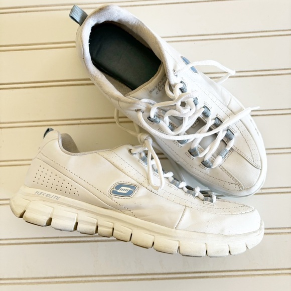 Skechers Flex Elite memory foam White Comfort Glitter womens size 9 Sneakers - Picture 2 of 10